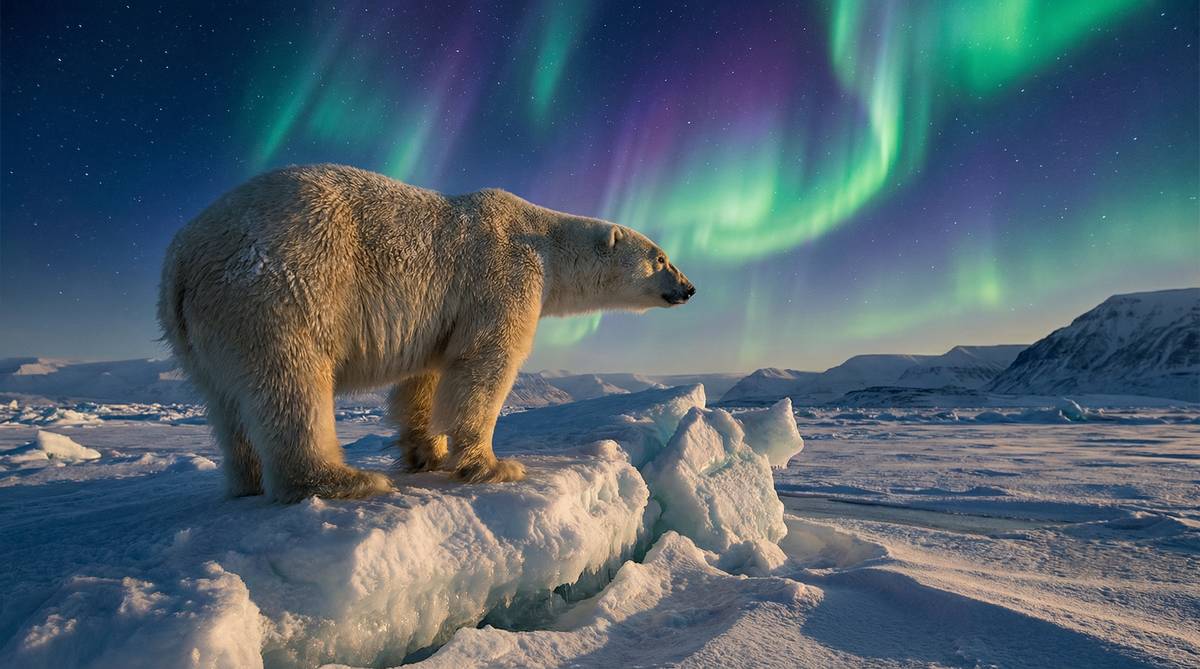 猎奇北极熊冰原视频